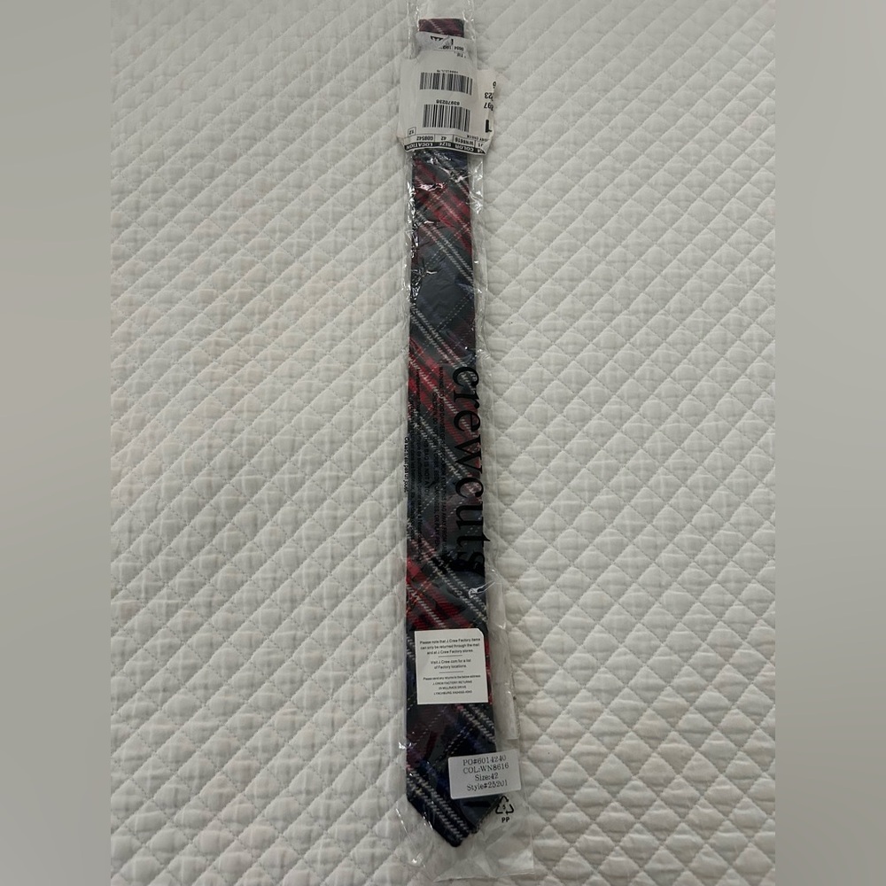 J. Crew Factory Boy's Tie - Navy and Crimson Plaid